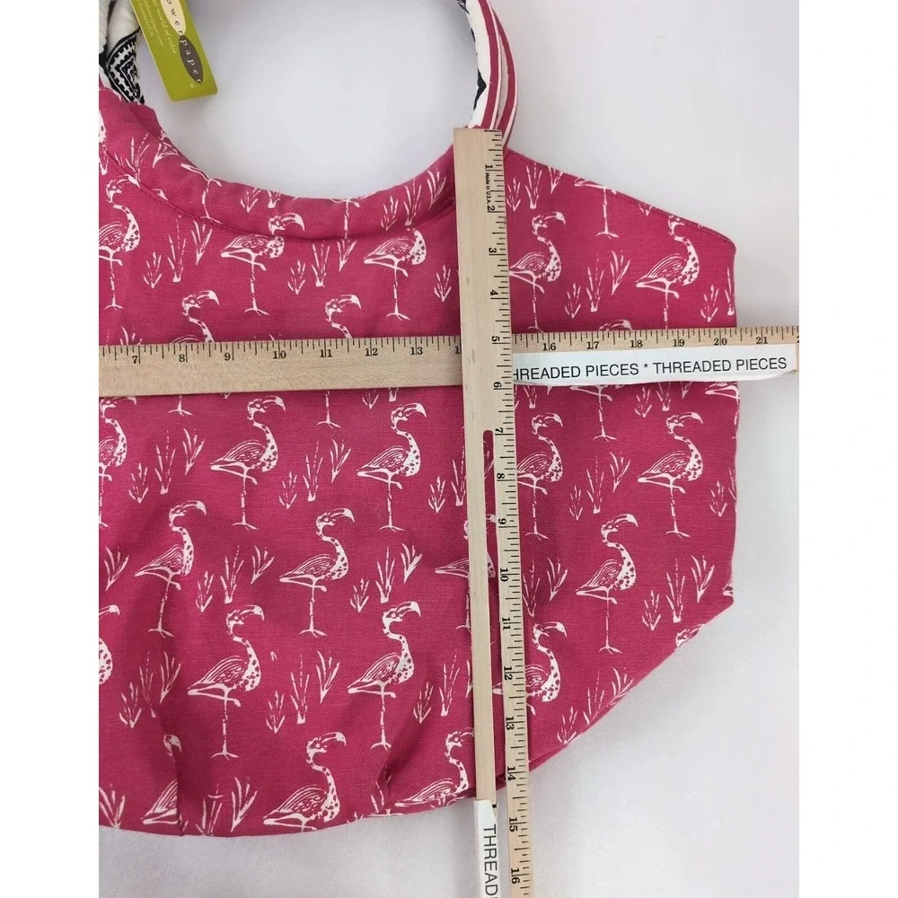 Rock Flower Paper Flamingo Print Bucket Bag Tote Pink Beach Vaca Over Shoulder